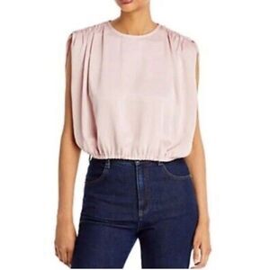 Do + Be Top Women Blush Size Medium Cinched Hem Satin 90's Y2K Blouse